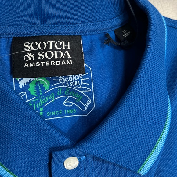 NWT - Scotch & Soda Men’s Classic Logo Polo Shirt with Tipping - Size XL - Picture 9 of 11